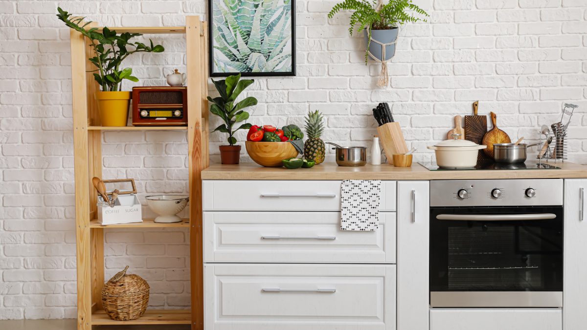 simple kitchen with vintage knick knacks