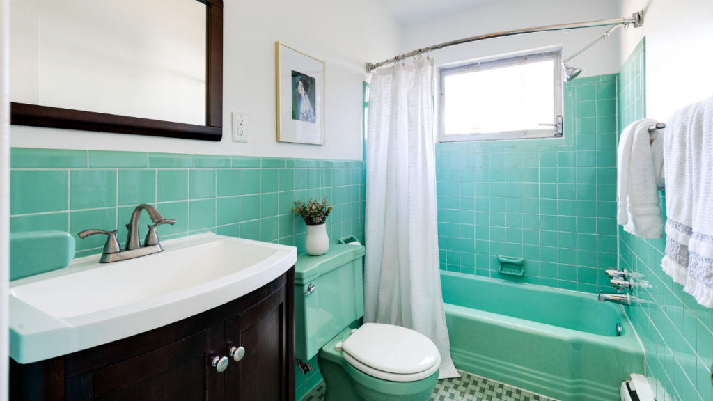 interior of a midcentury modern bathroom in Richmond Virginia, recently sold by Rashkind Saunders & co.